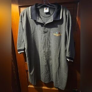 Men's Gray Polo with Black Trim and Indianapolis Motor Speedway Embroidery